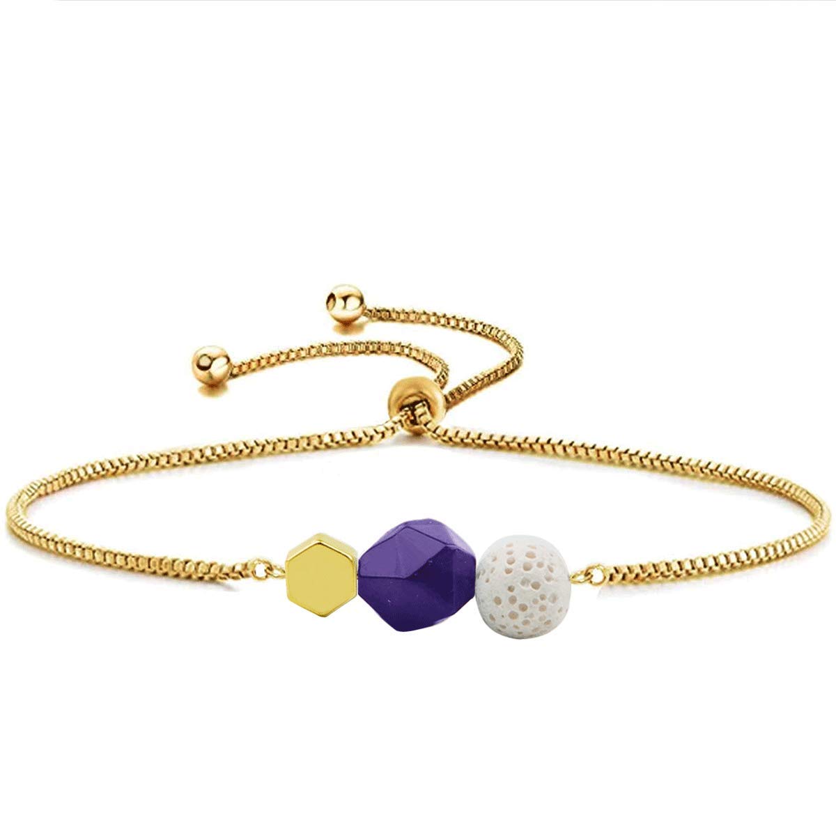 Jardme Essential Oil Diffuser Bracelets, 14K Gold Link Bracelets for Women, Birthday Gifts for Women Mom