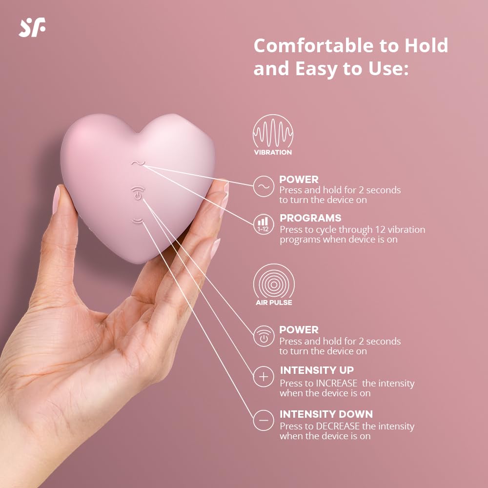 Satisfyer Cutie Heart Vibratore a Onde di Pressione & Vibrazioni | Sex Toy Clitorideo e impermeabile (IPX7) | Giocattolo Erotico a Forma di Cuore | Sex Toys per Donne