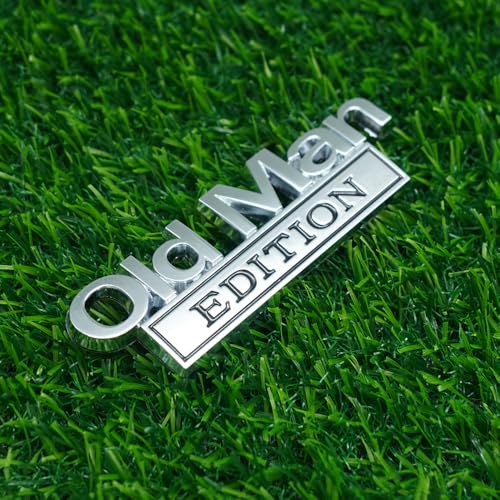 Image of 2pc Old Man Edition 3D Metal Emblem Fender Rear Tailgate Bumper Badge Nameplate Sticker Decal for Car Truck (Silver Black)