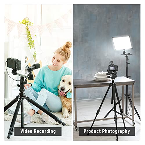 Neewer Dual Cold Shoe Flash Mount Speedlight Bracket, 180° Swivel For Light Stand With Flash Hot Shoe Extension Bar, 1/4" To 3/8" Adapter & Umbrella Hole, Compatible With Canon Nikon Flash #TOP6