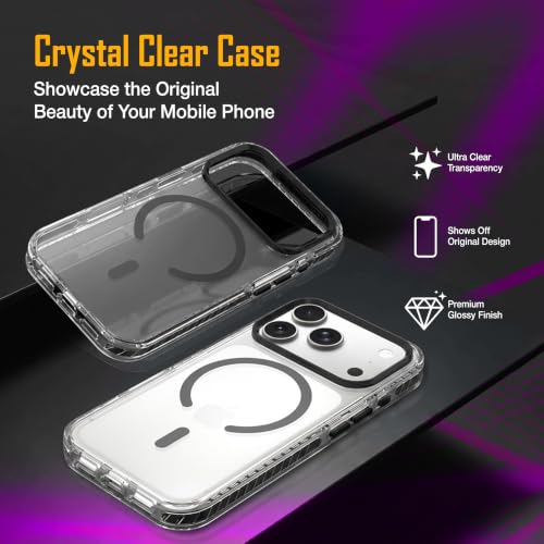 Image of Zapcase Crystal Clear Back case for iPhone 17 Pro | PC Back | TPU Bumper with Inner Rubber Grip | Metal Camera Guard Bezel | Metal Buttons | Scratch Resistant Cover | 2 Layer Edge Protection | Black