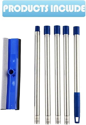 Miniatura 7 de YONILL Escobilla de limpieza de 72 pulgadas para limpieza Herramienta de limpieza de ventanas de mango largo con cuchilla de goma y esponja