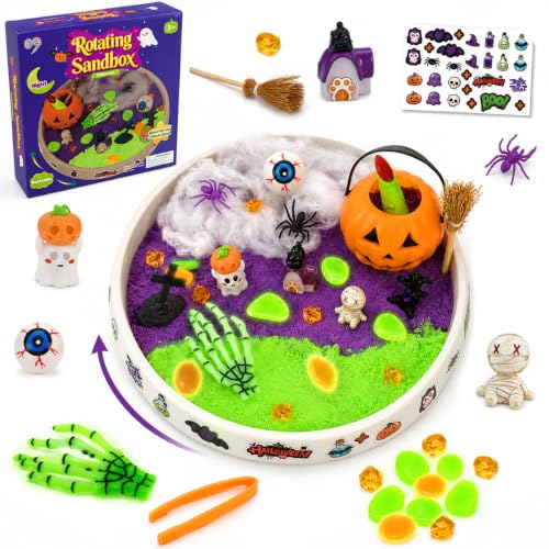 Image of Halloween Sensory Bin Rotating Sandbox with Glow Sand Kit for Kids