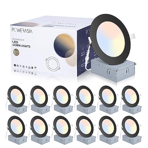 Catálogo para Comprar On-line Iluminación empotrable al mejor precio. 42 Paquete de 12 luces empotradas de 4 pulgadas con caja de conexiones, 5CCT de 4 pulgadas, luces LED negras empotrables regulables 2700K/3000K/4000K/5000K/6000K, 9W 700lm...