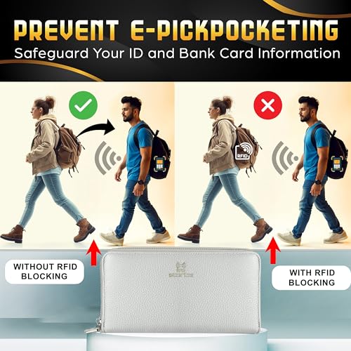 Image of Storite RFID Blocking Women's Wallet | with 36 Card Slots | PU Leather Card Holder Organizer | with Zipper Coin & Cash Pocket | Compact Travel Purse for Girls & Ladies (Grey - 20 x 2.7 x 11 Cm)