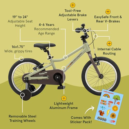 Image of Retrospec Koda Plus Kids Bike for Boys & Girls Ages 4-6 Years - 16 inch Children's Bicycle, Adjustable Seat & Handlebars