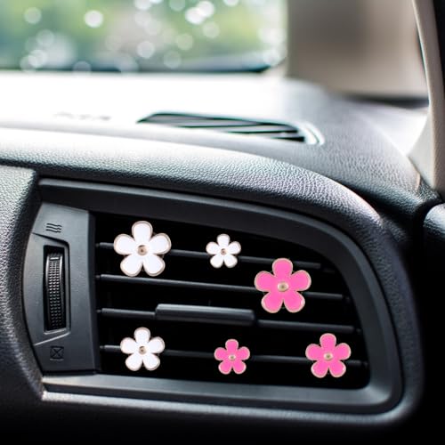 Image of 8 Pcs Car Air Vent Clips Daisy Flower Air Conditioning Outlet Clip Cute Car Air Freshener Clip with 8 Pcs DIY Unscented Fragrance Pads Daisy Car Decor Car Interior Decorations Refillable Car Diffuser