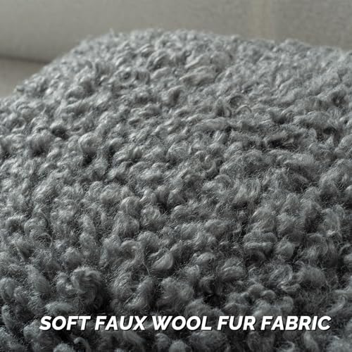 FUTEI Dark Grey Decorative Throw Pillow Covers 24x24 Inch Set of 2,Soft Fluffy Faux Wool Fur Boucle Textured European Cushion Case,Modern Home Decor for Couch Bed Living Room Office