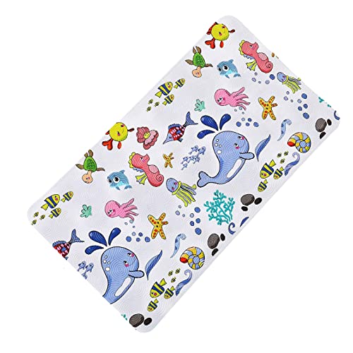 Tapis de bain antidérapant avec surface filetée, ventouse, trous de drainage, lavable en machine, 38 x 66 cm Cover