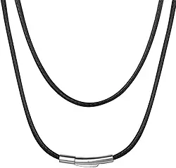 Colar de corrente de couro trançado impermeável – Corrente com pingente durável e elegante para homens e mulheres, personalizável com opções de largura de 2/3 mm