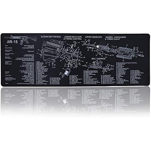 AR15 Gun Cleaning Rubber Mat With Parts Diagram and Instructions Armorers Bench Mat Mouse Pad 12 x 36 Inches Cover