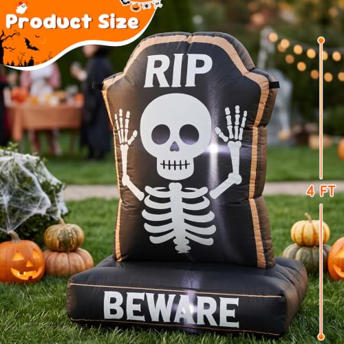 4FT Halloween Inflatables Skeleton Tombstone Blow up Yard Party Decoration - image 2