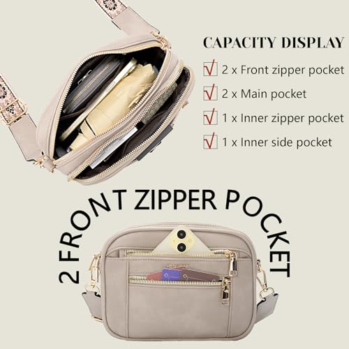 Quilted Crossbody Bags For Women Vegan Leather Small Purses Wide Strap Medium Lightweight Shoulder Handbags 5