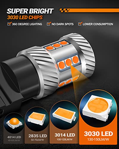 Sealight [2023 New Upgrade] 3157 3156 3057 4157 Led Bulbs, 2700K Amber Yellow Bulb With Projector Lenses Replacement For Front/Rear Turn Signal Blinker Lights Or Brake Tail Parking Lights, Pack Of 2 #TOP3