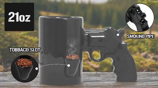 Amazon.com: Gun Coffee Mug for Men, Unique Ceramic Wake and Bake Coffee Mug  Featuring a Built in Smoke Pipe, Perfect Cup for Who Want Something  Functional, Funny and Unforgettable : Home &