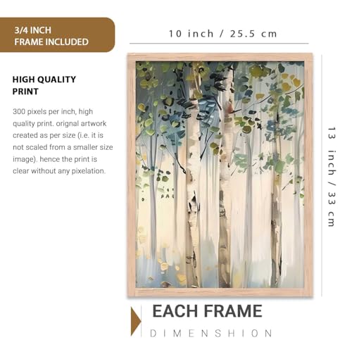 Image of kotart Abstract Nature Art Framed Paintings | Big Aesthetic Forest View Painting | Vastu Frames for Bedroom Living Room Wall Decor Set Of 3 (10X13 inch)