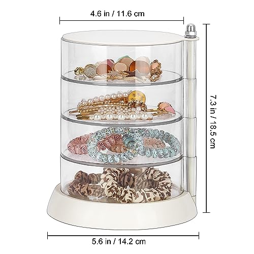 Image of JessLab Hair Accessories Organizer, Clear 4-Layer Acrylic Organizer for Girl Hair Tie, Classify Storage by Layer Box for Hair Accessories & Bracelets Rings Bangles