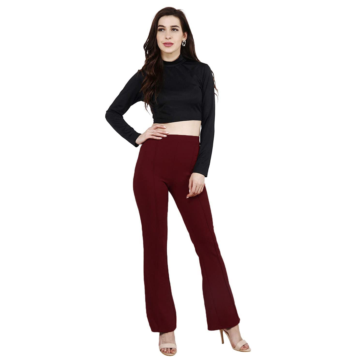 Leriya Fashion Damskie spodnie do jogi Stratchable Work Slacks Business Casual Office Proste nogawki/Bootcut Elastyczne spodnie w talii dla kobiet