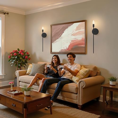 Image of L LOHAS LED Battery Operated Wall Sconce Set of 2 Wireless Remote Control