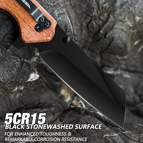 Flissa Folding Knife, 4-3/4 Inch Reverse Tanto Folding Pocket Knife thumb #2