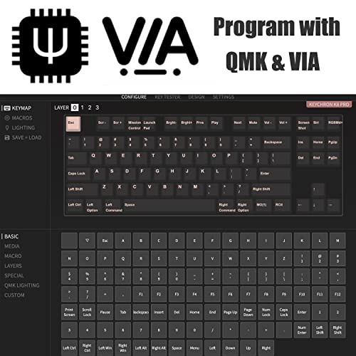 Image of Keychron K8 Pro QMK /VIA Wireless Mechanical Keyboard, Hot-Swappable TKL Custom Programmable Macro Wired Keyboard with Gateron G Pro Brown Switch, White Backlit, PBT Keycaps for Mac Windows Linux
