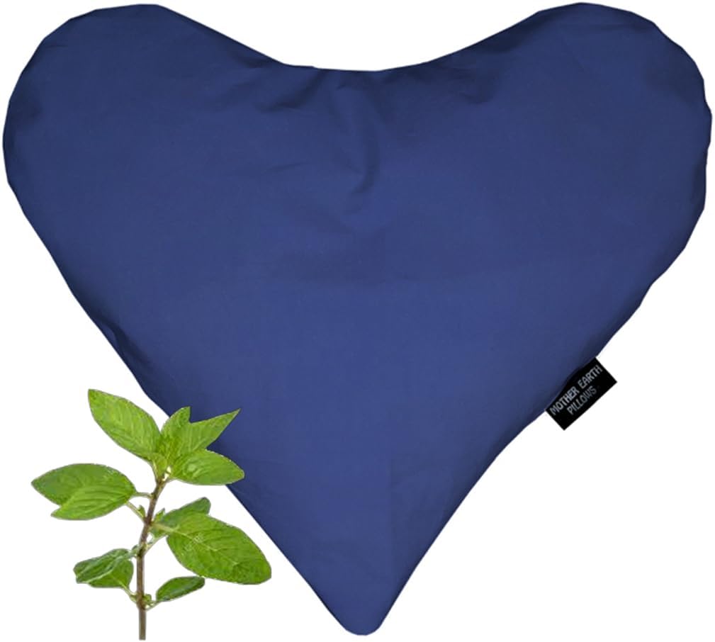 Mother Earth Pillows Large Heart-Shaped Flax Pillow for Natural Pain Relief, Warm or Cold Therapy, Herbal Aromatherapy Pillow (Royal Blue - Refresh Herbal Blend)