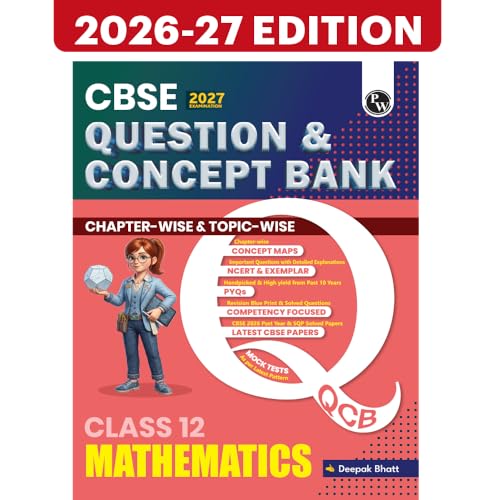 Image of PW CBSE Question & Concept Bank Class 12 Mathematics 2027 Chapterwise & Topicwise | NCERT Exemplar Concept Maps PYQs Mock Test 50% Competency Based Questions | Solved By Deepak Sir