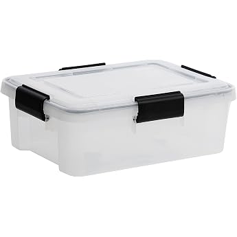 Iris Ohyama Airtight Plastic Box with Lid and Locking Clips 10 L Set of 1 BPA-Free Shed Living Room AT-S Clear