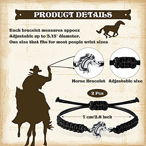 MTLEE Horse Bit Charm Bracelet 2 Pcs Horse Lovers Equestrian Jewelry Adjustable Hose Charm Bracelets for Teens Girls Boys2