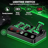 4X 6200 mWh Akku für Xbox One/Series S/X Controller, Ladestation mit coolem RGB-Licht, wiederaufladbares Akkupack kompatibel mit Xbox Series X|S/S/X/Elite Wireless Controller, Schwarz – Ansicht 5