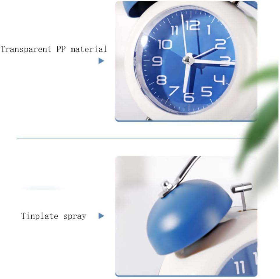 Image of Classic Retro Twin Bell Alarm Clock | Silent Non-Ticking Analog Table Clock with Loud Twin Bell Ringer, Night Light & Luminous Dial for Kids, Students, Bedroom, Study Table & Office Use