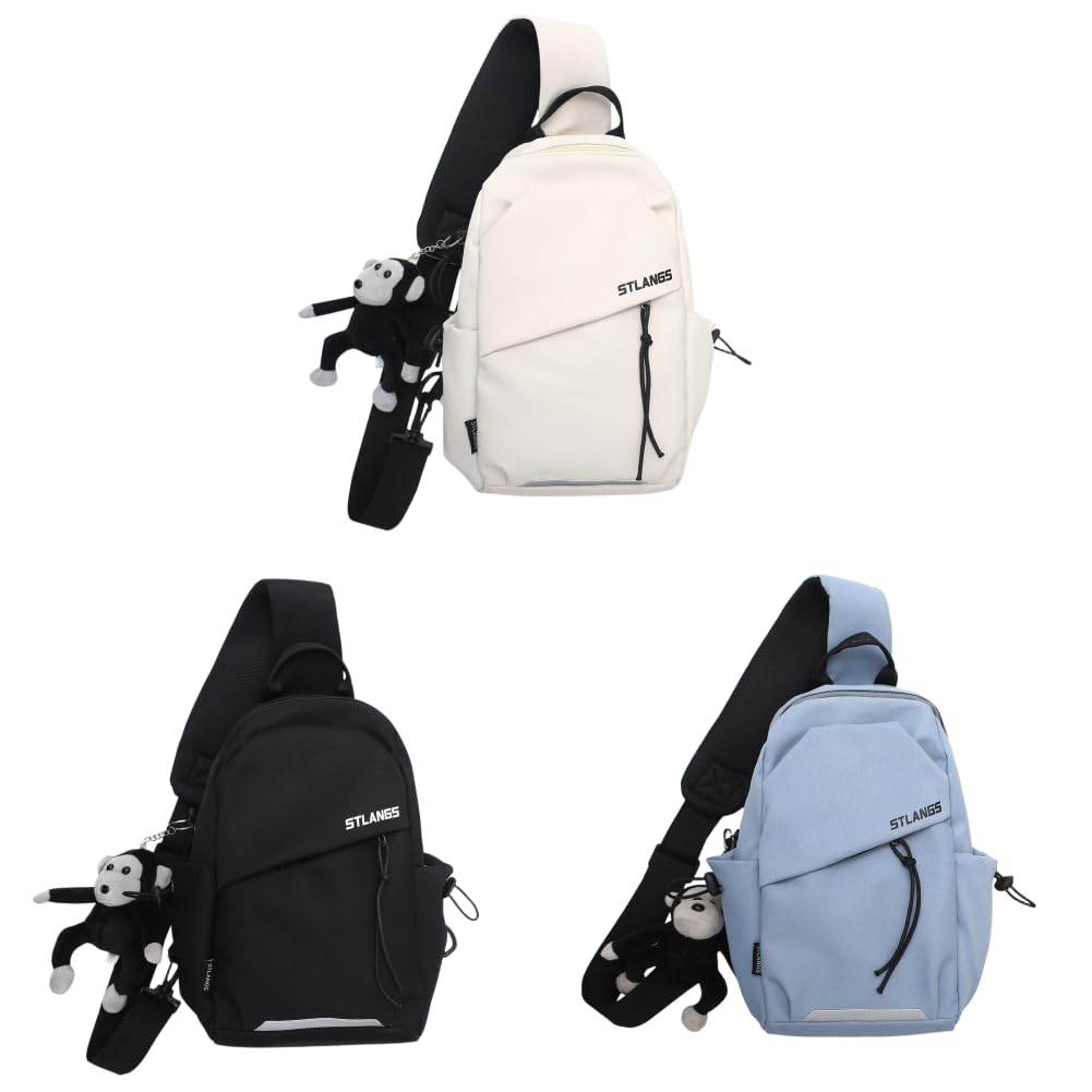 Borsa a tracolla unisex in tela con tasche multiple per tutti i giorni e lo sport, borsa a tracolla senza ciondolo