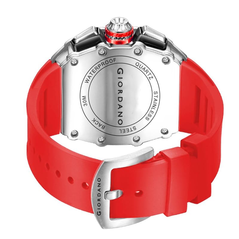 Image of Giordano Multifunction Watch for Men with Day, Date, and 24-Hour Sub-Dial, Water Resistant Square Dial Unique Design