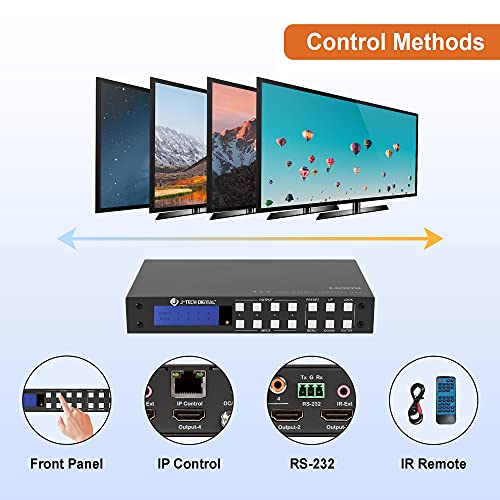 Matriz HDMI 4K 4x4 J-Tech Digital con audio y control web JTECH-4KM44A 6