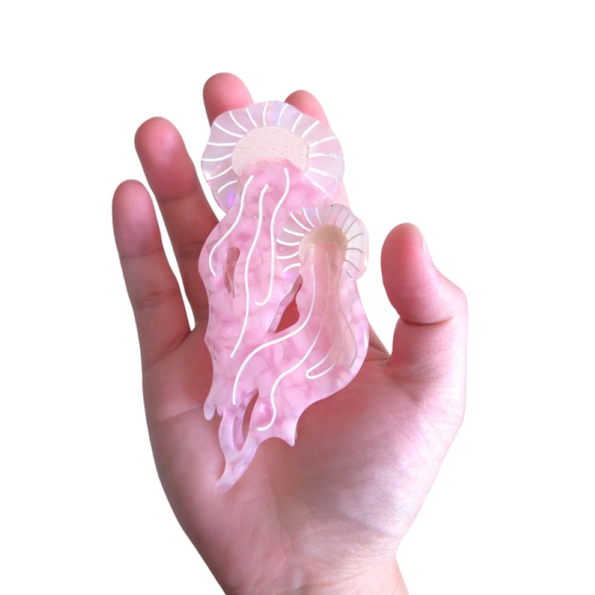 Novelty Ocean Jellyfish Hair Clips,Cellulose Acetate Hair Clips,Big Claw Clips for Girl,Hair Accessories,: Twins Pink