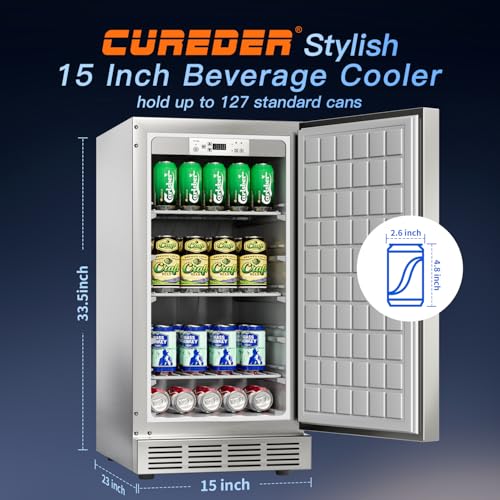 cureder 15 Inch Outdoor Refrigerator