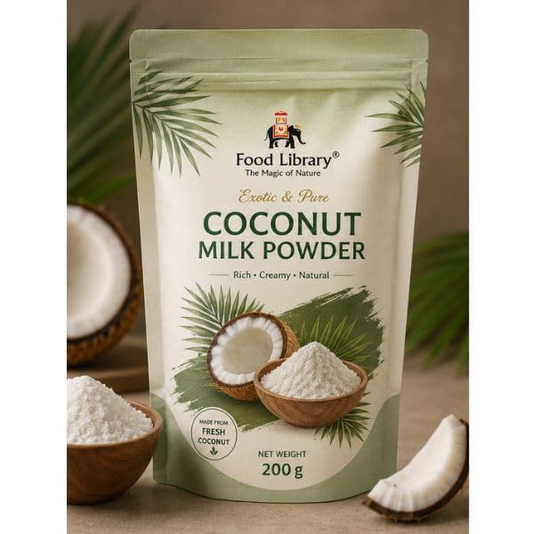 Food Library The Magic Of Nature Coconut Milk Powder, 200g | Preservative-Free | Easy to use | Product of Sri Lanka | Dairy-Free | Source of Protein | Add to smoothies | curries, baked goods.-image-8