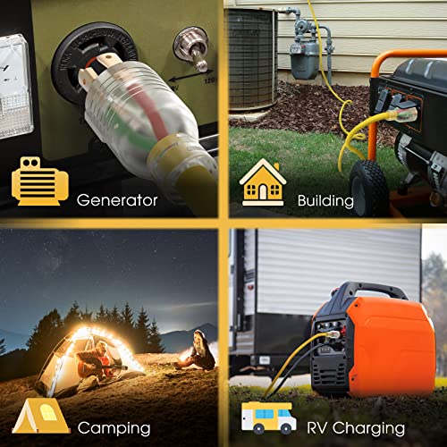 Tooliom L5-30P Generator Power Extension Cord 30A 125V Three 5-20R/5-15R Outlet 25 Feet With Protector Breaker #TOP5