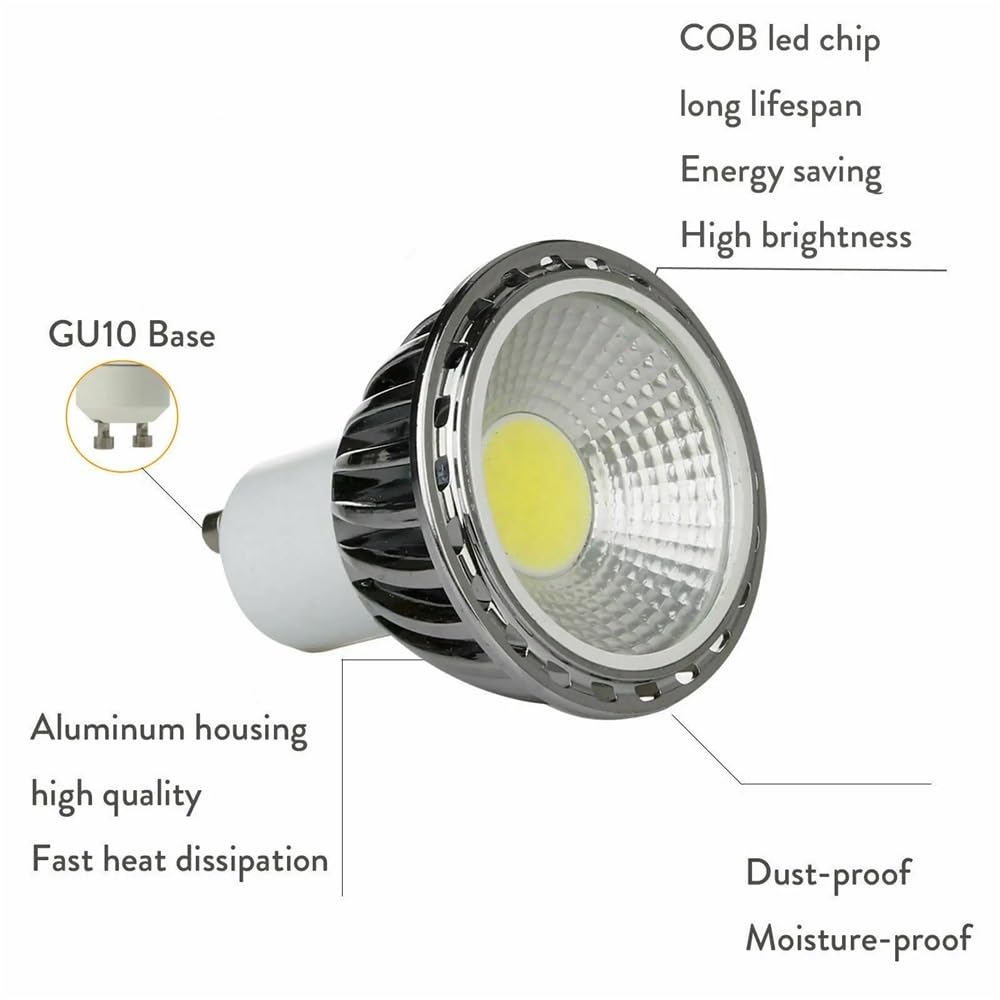 KJXP, Lot de 10 ampoules LED COB AC85-265 V GU10 5 W for éclairage domestique(Warm White)