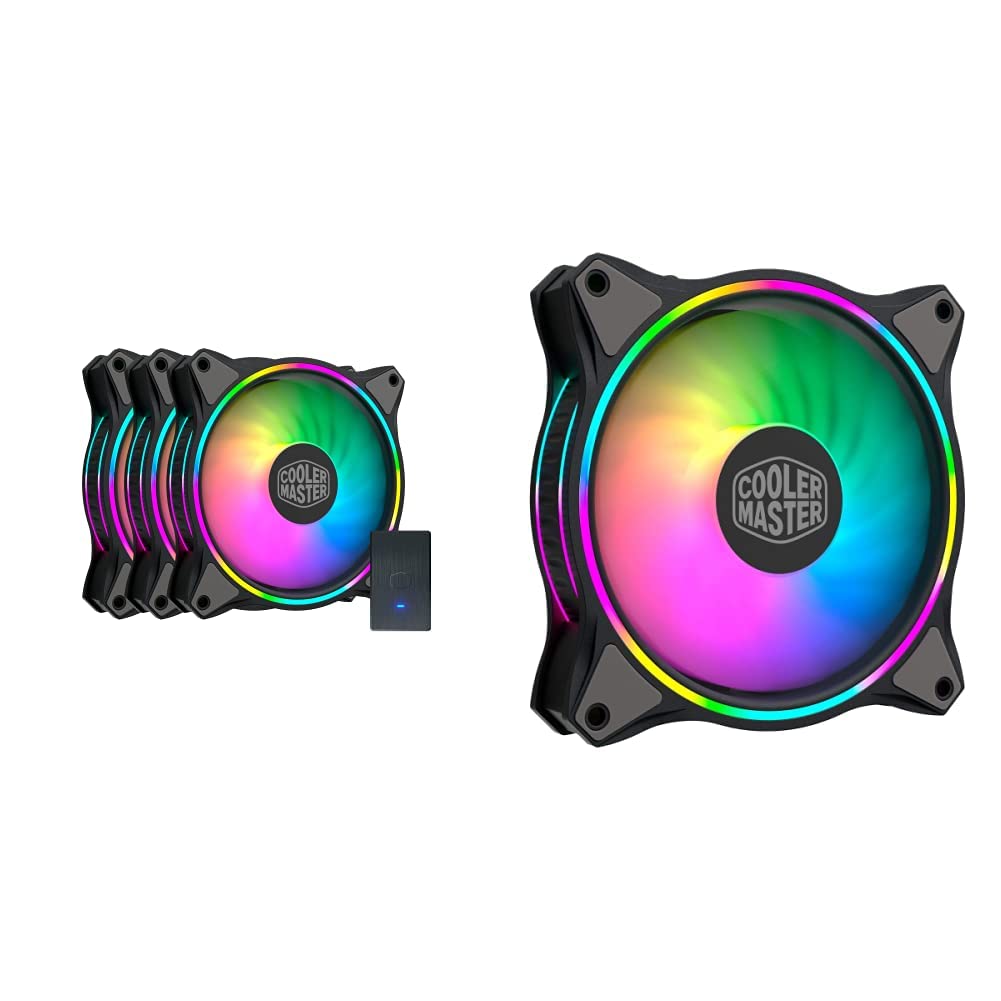 Cooler Master Master Fan MF120 Halo Duo-Ring Addressable RGB Lighting 120mm 3 Pack & Master Fan MF12