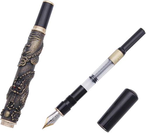 Miniatura 5 de Gullor Pluma estilográfica de lujo Jinhao Dragón Chino/Loong Bronce Basso-relievo Punta mediana
