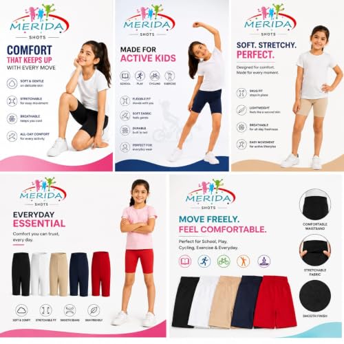Image of MERIDA Cotton Cycling Shorts for Girl's (Pack of 6)