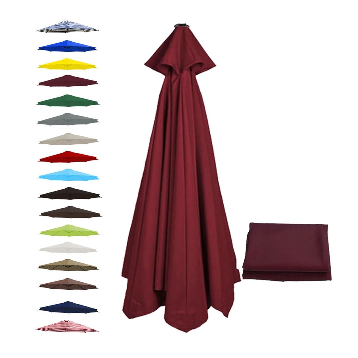 BEEGMA Replacement Parasol Canopy 2.0m 2.50m 2.70m 3.0m Canopy Replacement Top 6 Arms Patio Garden Beach Umbrella Canopy Cover(Color:Burgundy,Size:3.0m/10FT)