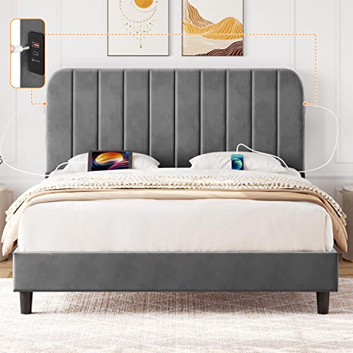 Buy Yaheetech Queen Bed Frame with Seamlessly Connected Headboard
