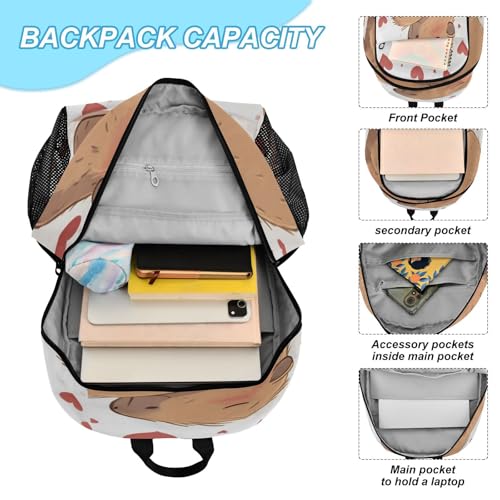 ALAZA Cute Capybara Love Heart Kids Backpack Elementary Girls Boys Bookbag Rucksack Primary School Bag Backpack Set with Lunch Bag4