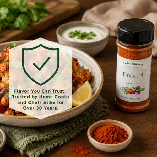 Image of Lesley Elizabeth Tandoori Traveler's Spices - Authentic Indian Tandoori Seasoning Blend for Chicken, Lamb, Vegetables & Seafood | Bold Spice Rub for Grilling & Cooking
