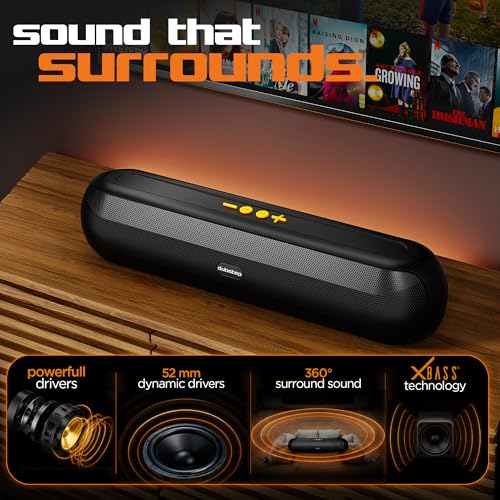 Image of Dubstep Pop1600 Wireless Bluetooth Speaker, 16W with 52mm Driver, Bluetooth 5.4, TWS Pairing, USB /TF Card, Type-C Charging, 10 Hours Playtime, Portable (Black)