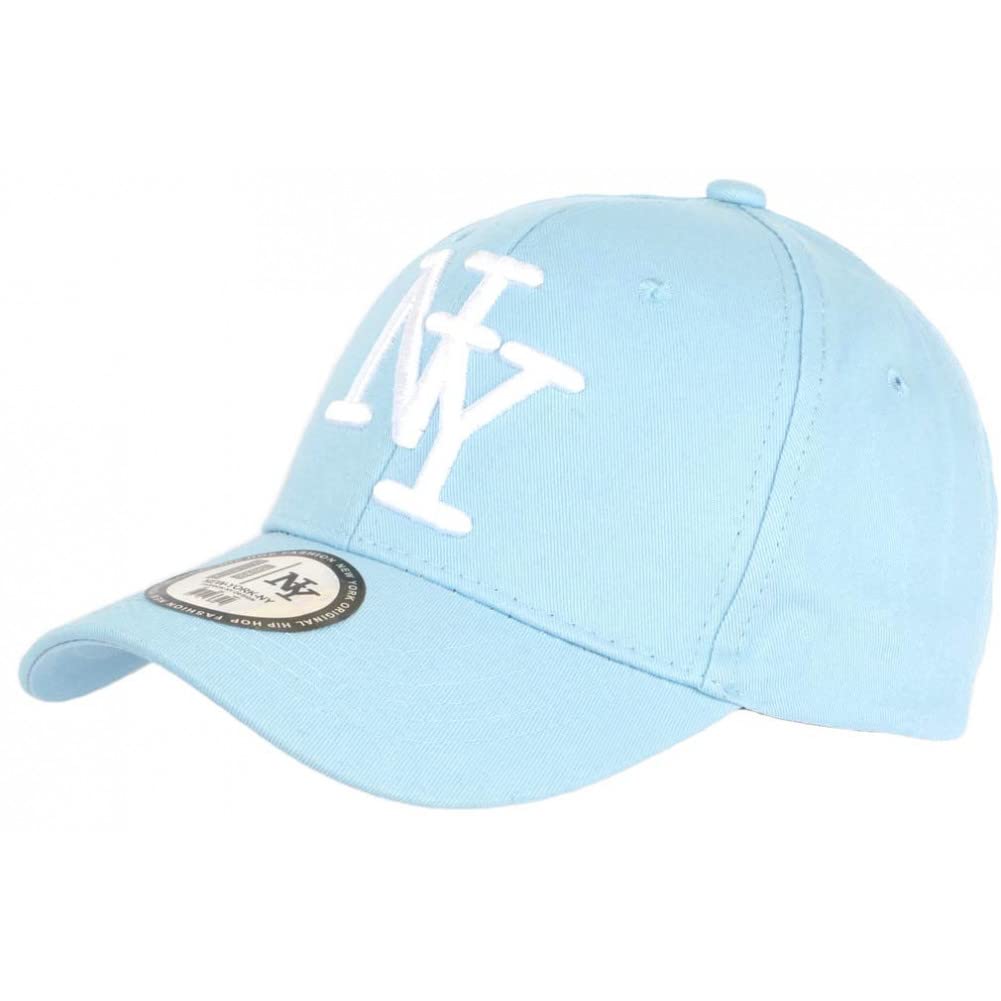 Hip Hop Honour Casquette Enfant NY Bleu Clair et Blanche Wazzy de 7 à 11 Ans - Taille Unique