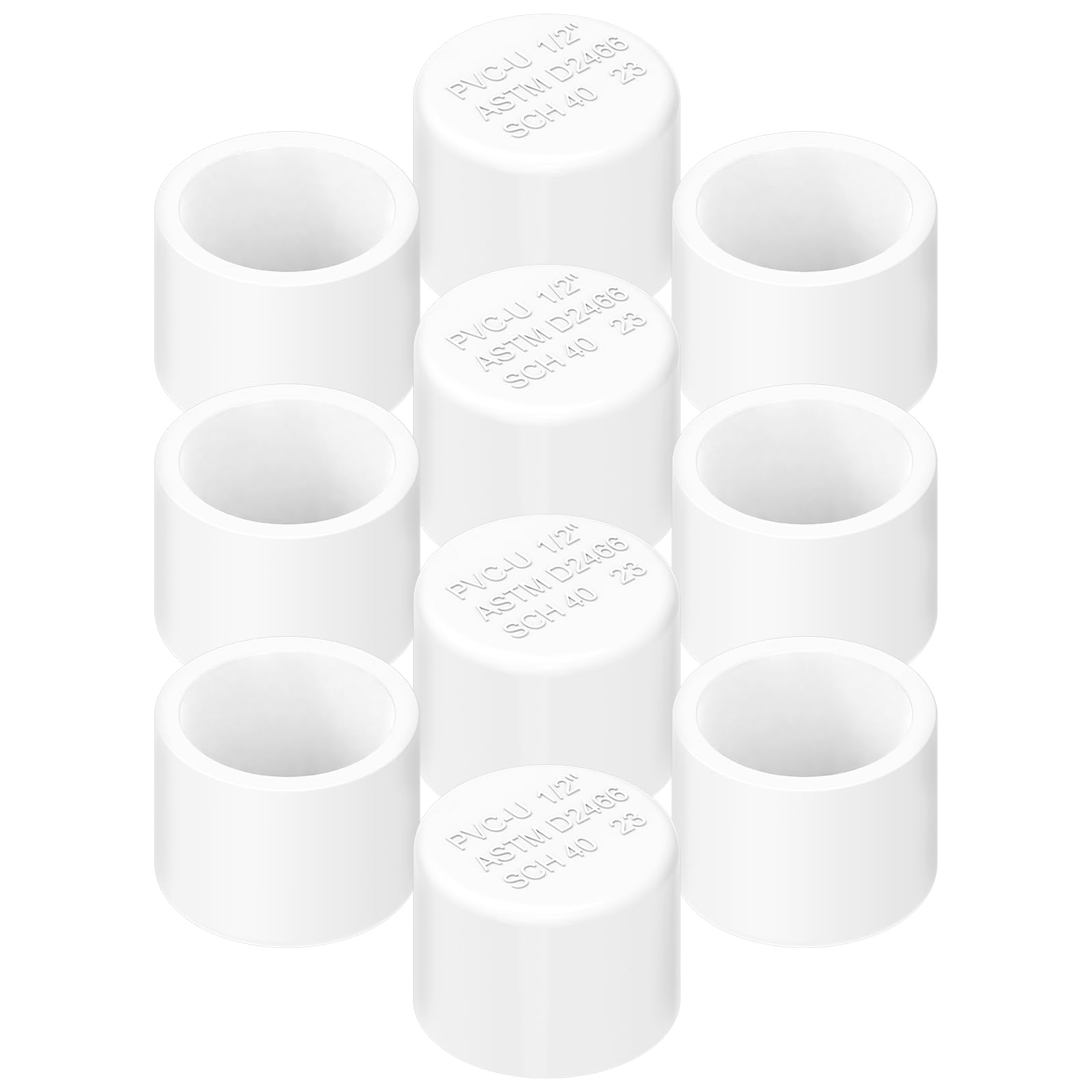 Photo 1 of 1/2 Inch PVC Cap (Compatible with 0.84" OD), Fits Standard SCH40 1/2" PVC Pipe Fittings, White Pipe Cap for Irrigation Systems, Plumbing, Diy, Garden & Furniture, 10 PCS