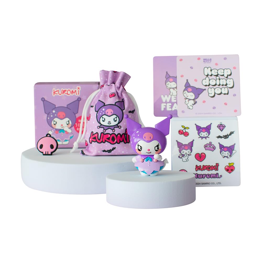Comansi Kuromi Collectible Figure with 5 Exclusive Hello Kitty and Friends Accessories, Multicoloured, 6 cm